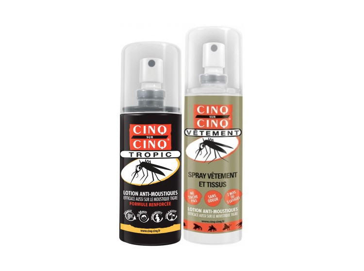 cinq sur cinq lotion anti-moustiques tropic spray 2x75ml