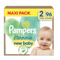 HARMONIE NEW BABY Couches Taille 2 De 4 à 8 kg Maxi Pack 96 Unités