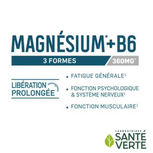 Magnésium +B6 3 Formes 360 mg Libération Prolongée 60 comprimés