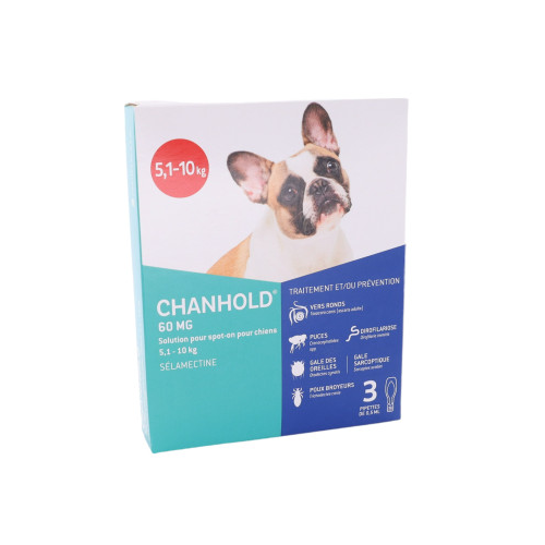 CHANHOLD 60 mg pour chiens de 5,1 à 10 kg, 3 pipettes