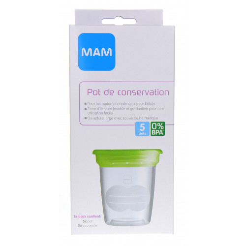 MAM Pots Conservation Lait Maternel 120mL - Stockage Sûr et Hygiénique -  Pharma360